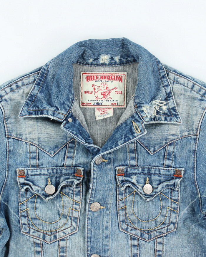 Vintage Y2K True Religion Pre-Distressed Denim Jacket - L