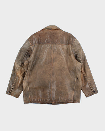 Vintage 90's Heavyweight Double Breasted Leather Jacket - L
