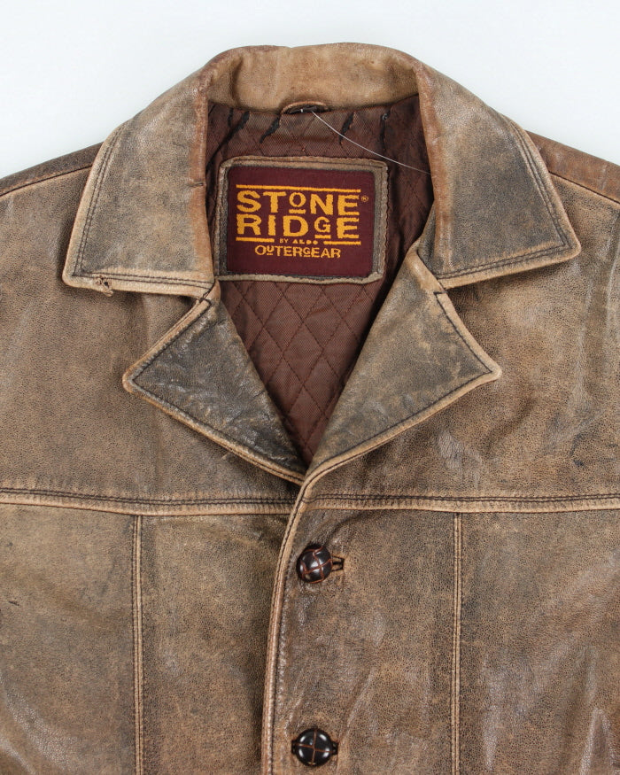 Vintage 90's Heavyweight Double Breasted Leather Jacket - L