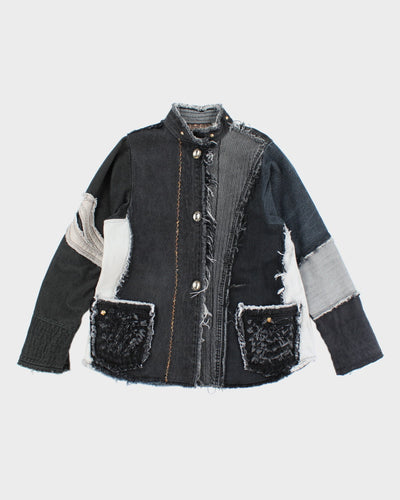 Y2k 00s Denna Gauthier Patchwork Distressed Denim Jacket - S