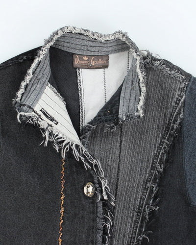 Y2k 00s Denna Gauthier Patchwork Distressed Denim Jacket - S