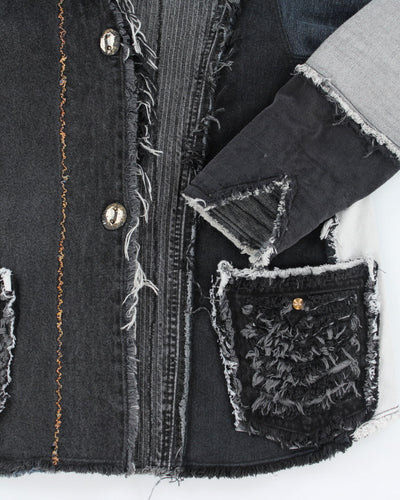 Y2k 00s Denna Gauthier Patchwork Distressed Denim Jacket - S