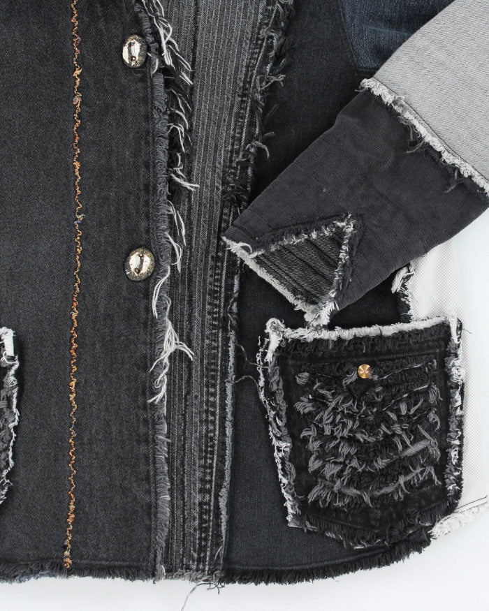 Y2k 00s Denna Gauthier Patchwork Distressed Denim Jacket - S