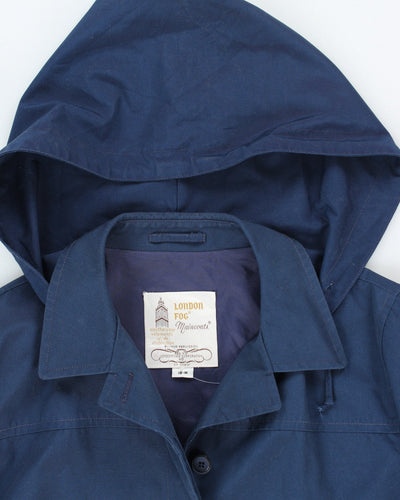 Vintage London Fog Hooded Blue Coat - M