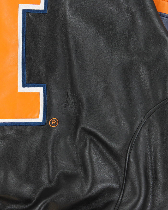 Vintage 90's Illinois Faux Leather Zip Up Sports Jacket - L