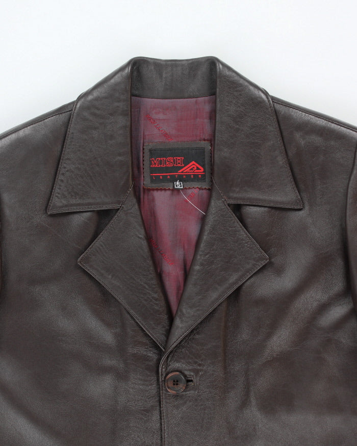 Vintage Mish Leather Double Breasted Trench Style Coat - S