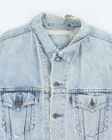 Vintage 90's Levi's Distressed Light Wash Denim Jacket - L