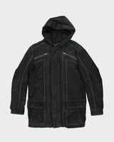 Vintage 90's Danier Heavyweight Suede Hooded Jacket - XS
