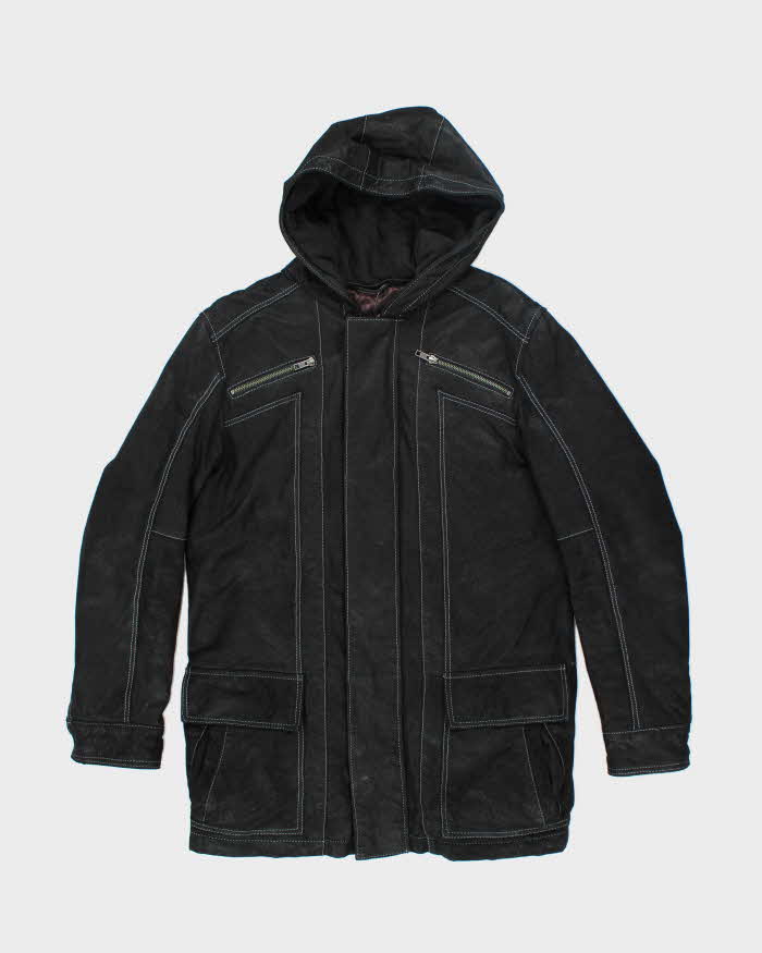 Vintage 90's Danier Heavyweight Suede Hooded Jacket - XS