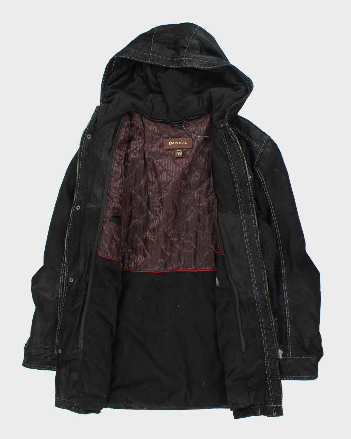 Vintage 90's Danier Heavyweight Suede Hooded Jacket - XS