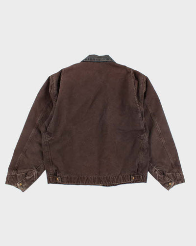 Vintage 90s Carhartt Brown Fleece Lined Workwear Detroit Jacket - XL