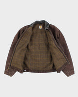 Vintage 90s Carhartt Brown Fleece Lined Workwear Detroit Jacket - XL