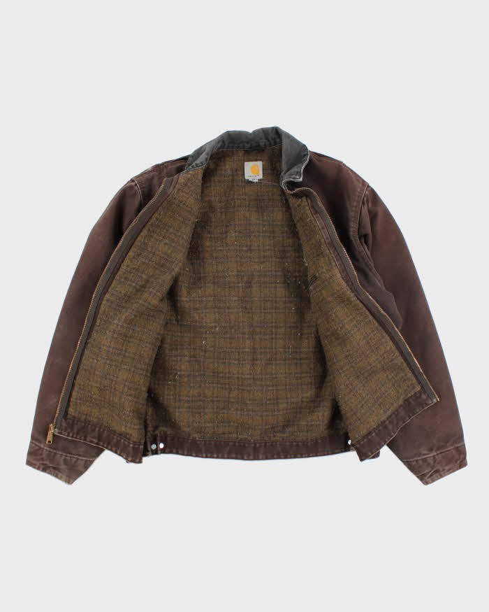 Vintage 90s Carhartt Brown Fleece Lined Workwear Detroit Jacket - XL