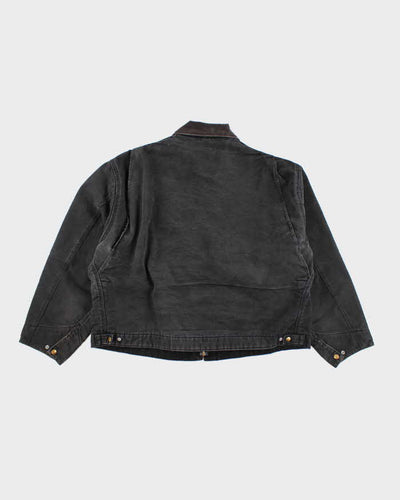 Vintage 90s Carhartt Faded Black Fleece Lined Workwear Detroit Jacket - XXXL