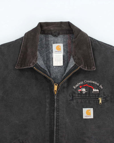 Vintage 90s Carhartt Faded Black Fleece Lined Workwear Detroit Jacket - XXXL