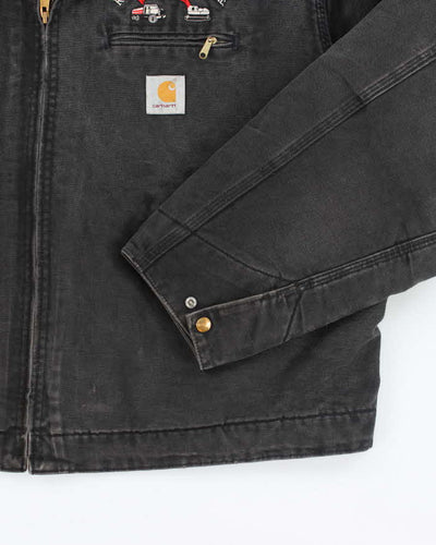 Vintage 90s Carhartt Faded Black Fleece Lined Workwear Detroit Jacket - XXXL