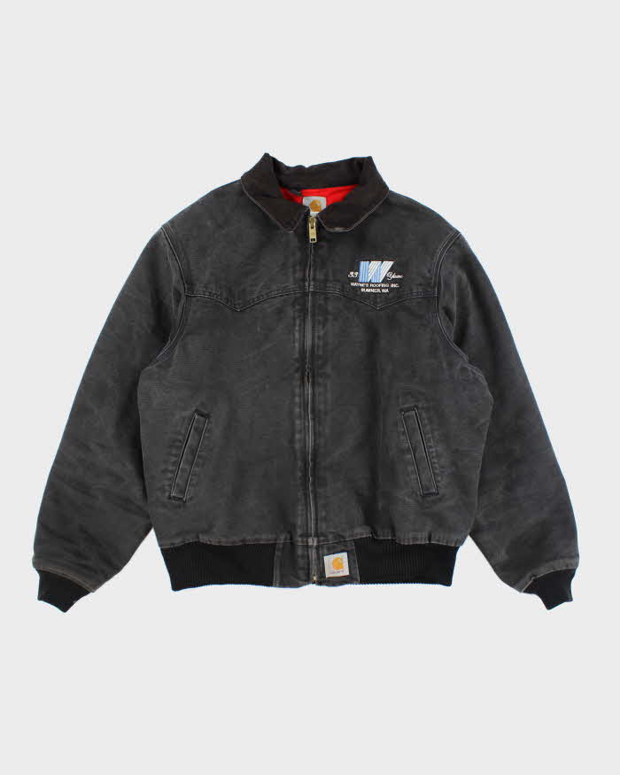 Vintage 90s Carhartt Faded Black Fleece Lined Workwear Jacket - XL