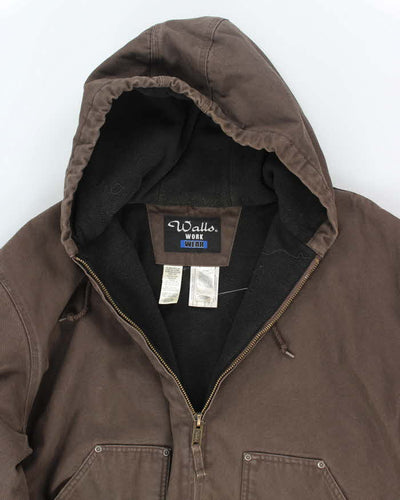 Vintage 00s Walls Hooded Brown Workwear Jacket - XXL