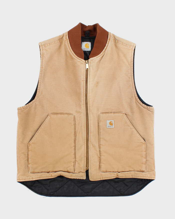 Vintage 90s Carhartt Beige Sleeveless Jacket - XL