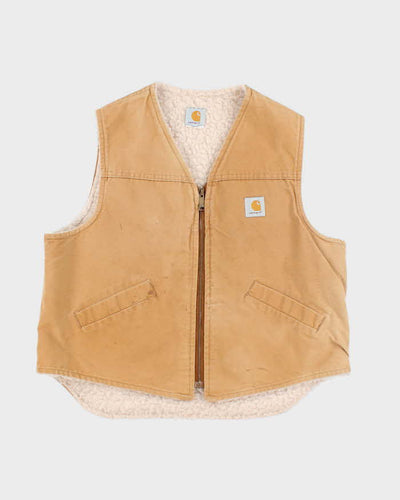 Vintage 90s Carhartt Fleece Lined Beige Sleeveless Jacket - XL