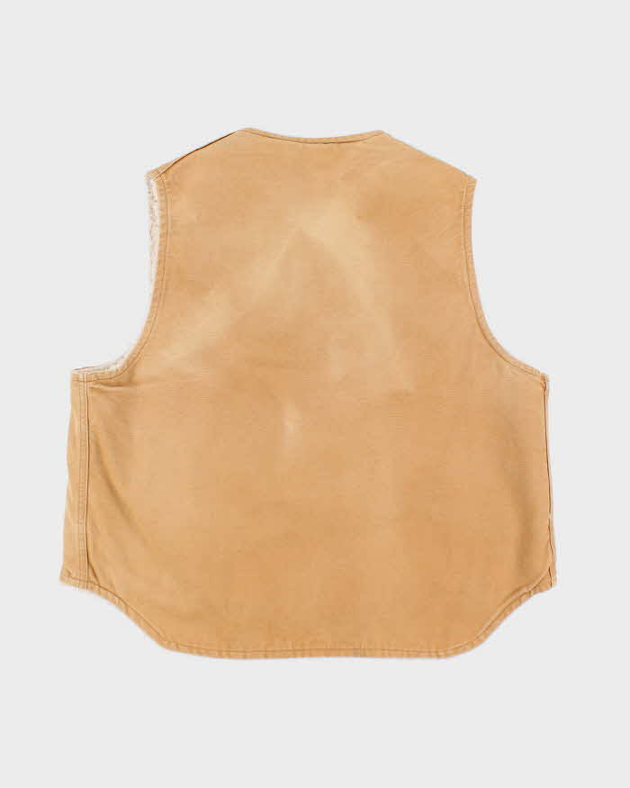 Vintage 90s Carhartt Fleece Lined Beige Sleeveless Jacket - XL