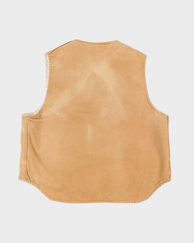 Vintage 90s Carhartt Fleece Lined Beige Sleeveless Jacket - XL