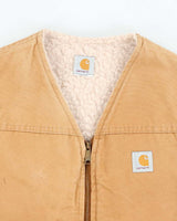 Vintage 90s Carhartt Fleece Lined Beige Sleeveless Jacket - XL