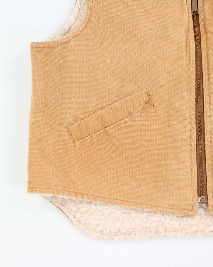 Vintage 90s Carhartt Fleece Lined Beige Sleeveless Jacket - XL