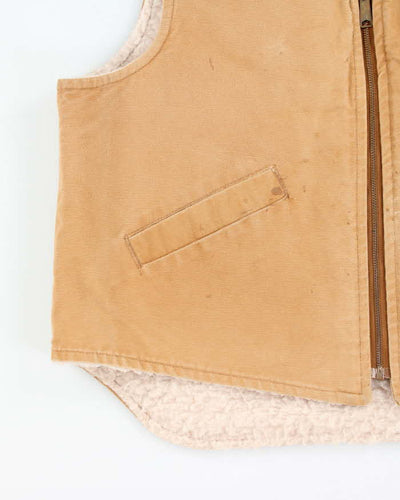 Vintage 90s Carhartt Fleece Lined Beige Sleeveless Jacket - XL