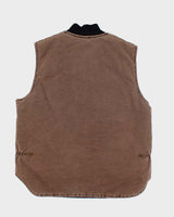 Vintage 90s Carhartt Quilted Brown Workwear Sleeveless Jacket - L