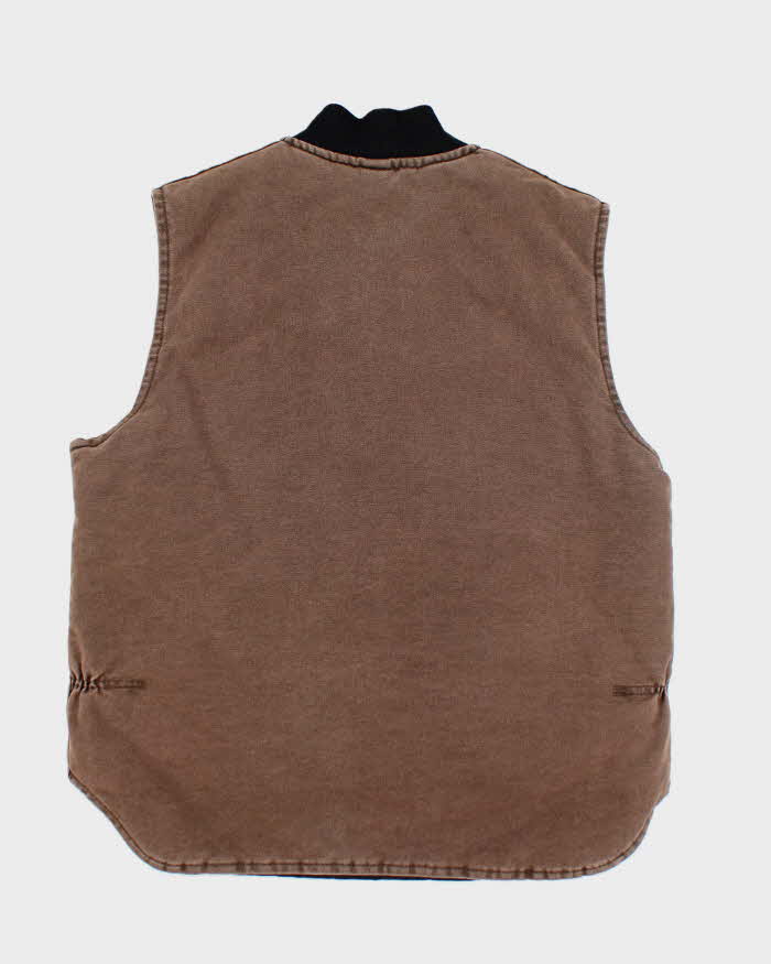 Vintage 90s Carhartt Quilted Brown Workwear Sleeveless Jacket - L