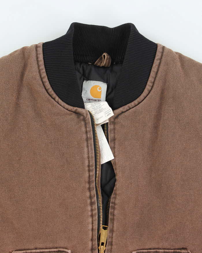 Vintage 90s Carhartt Quilted Brown Workwear Sleeveless Jacket - L