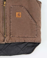 Vintage 90s Carhartt Quilted Brown Workwear Sleeveless Jacket - L