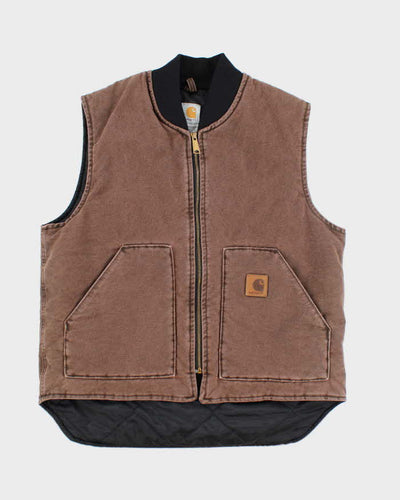 Vintage 00s Carhartt Quilted Brown Workwear Sleeveless Jacket - L