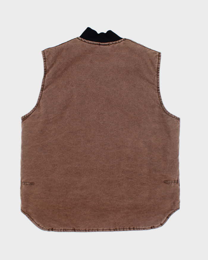 Vintage 00s Carhartt Quilted Brown Workwear Sleeveless Jacket - L