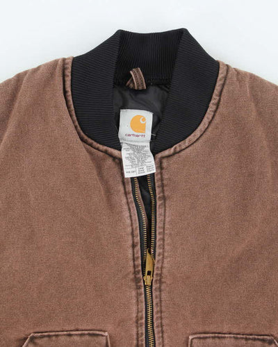 Vintage 00s Carhartt Quilted Brown Workwear Sleeveless Jacket - L