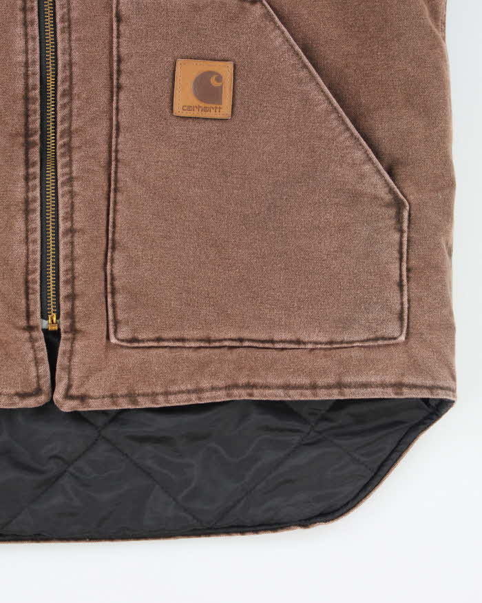 Vintage 00s Carhartt Quilted Brown Workwear Sleeveless Jacket - L