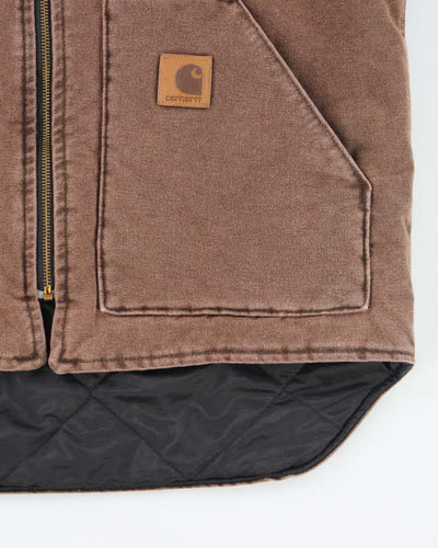 Vintage 00s Carhartt Quilted Brown Workwear Sleeveless Jacket - L