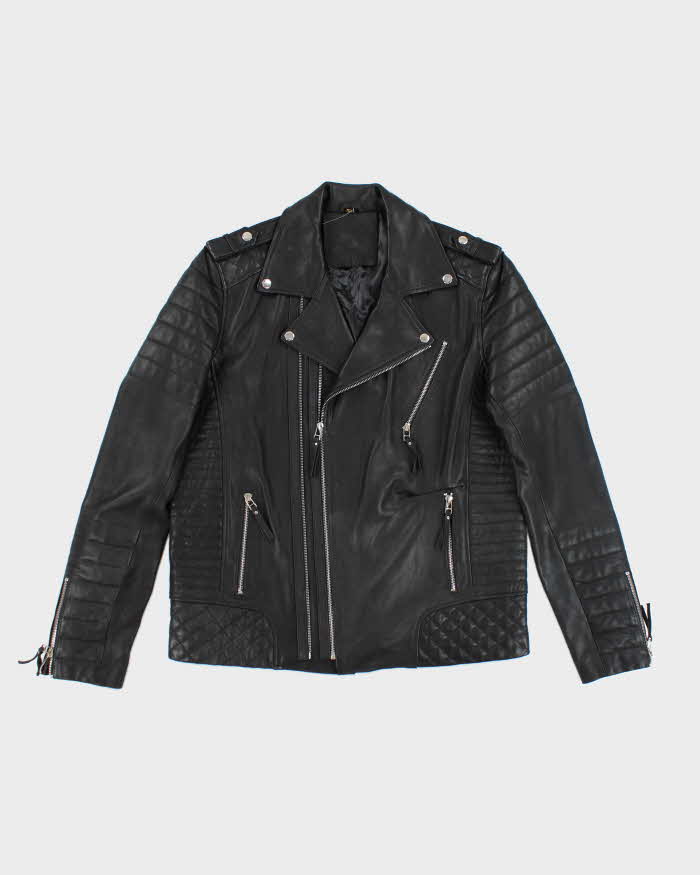 Vintage Leather Heavyweight Biker Jacket - M