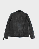 Vintage Leather Heavyweight Biker Jacket - M