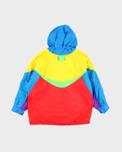 Vintage 80's Lightweight Hooded Multi Coloured Rain Jacket - M