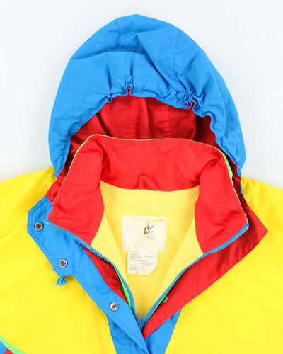 Vintage 80's Lightweight Hooded Multi Coloured Rain Jacket - M