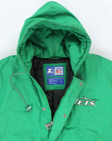 Vintage 90's Starter New York Jets Insulated Hooded Jacket - L