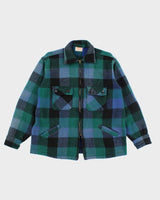 Vintage 80's Heavyweight Zip Up Flannel Shirt Jacket - M