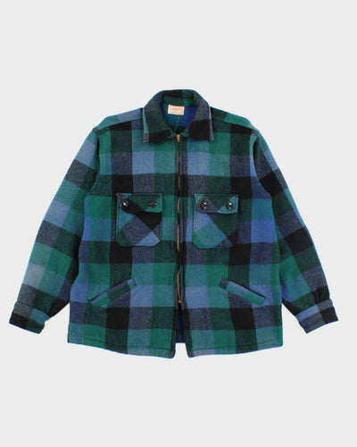 Vintage 80's Heavyweight Zip Up Flannel Shirt Jacket - M