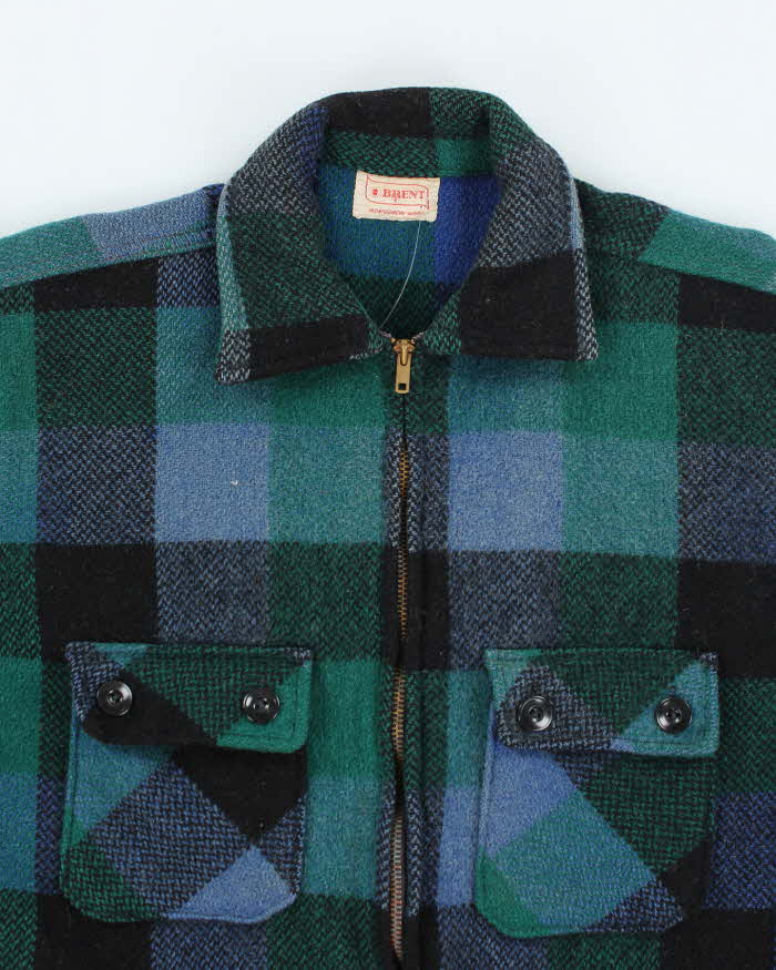 Vintage 80's Heavyweight Zip Up Flannel Shirt Jacket - M