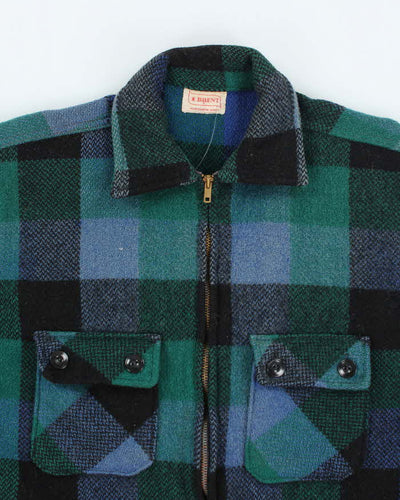 Vintage 80's Heavyweight Zip Up Flannel Shirt Jacket - M