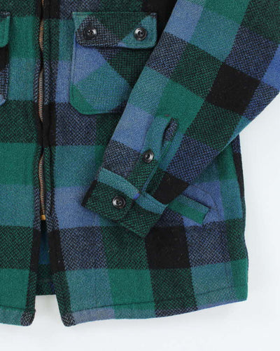 Vintage 80's Heavyweight Zip Up Flannel Shirt Jacket - M