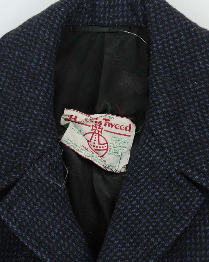 Vintage 80's Harris Tweed Wool Blend Heavyweight Overcoat - M