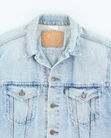 Vintage 90's Pre Distressed Light Wash Denim Jacket - M